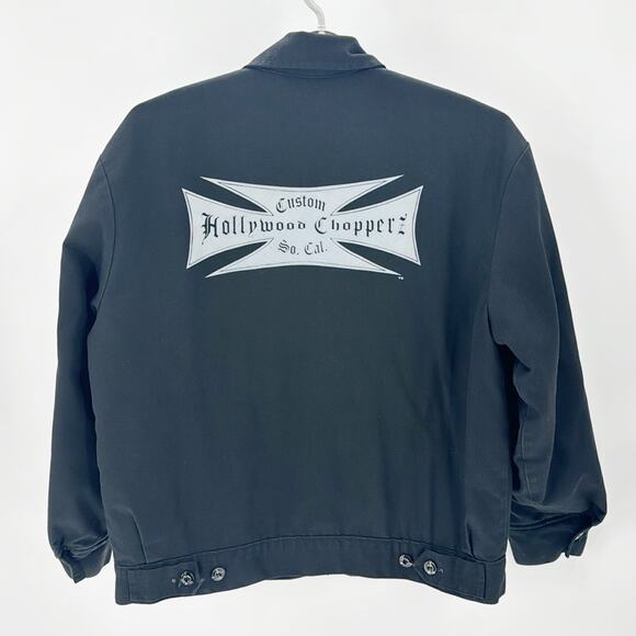 Dickies black Hollywood Choppers moto jacket biker grunge alternative size L - Picture 2 of 11